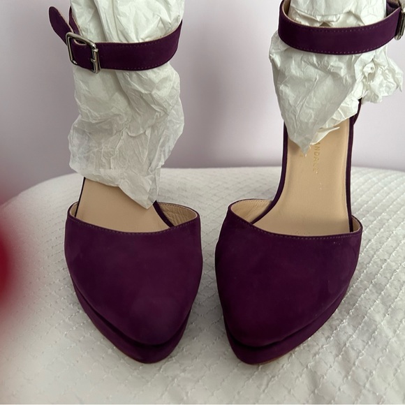 LOEFFLER RANDALL PURPLE PLATFORM WEDGE SHOES - Picture 2 of 4